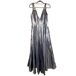 Witness Of Love Gun Metal Metallic Shimmer Prom Formal Cocktail Fairy Goth Gown